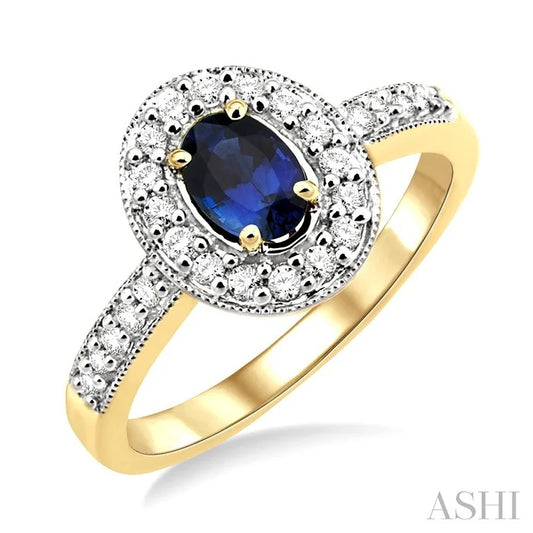 Oval Shape Gemstone & Halo Diamond Ring