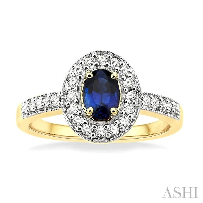 Oval Shape Gemstone & Halo Diamond Ring