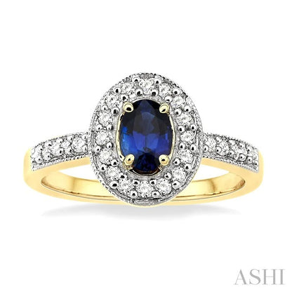 Oval Shape Gemstone & Halo Diamond Ring