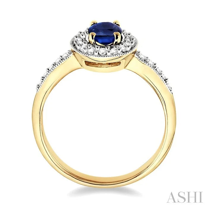 Oval Shape Gemstone & Halo Diamond Ring