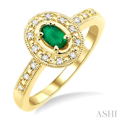 Oval Shape Gemstone & Halo Diamond Ring