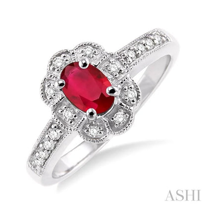Oval Shape Gemstone & Halo Diamond Ring