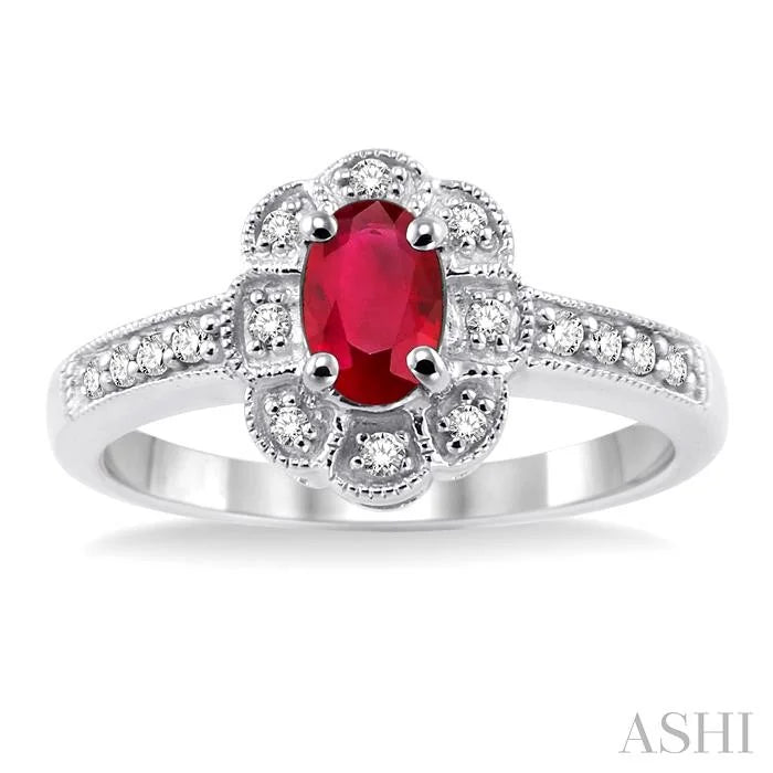 Oval Shape Gemstone & Halo Diamond Ring