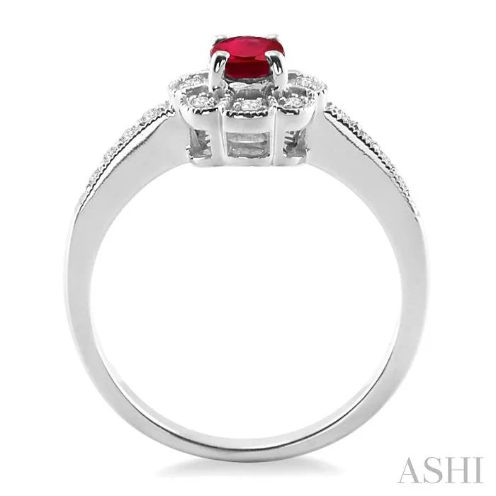 Oval Shape Gemstone & Halo Diamond Ring