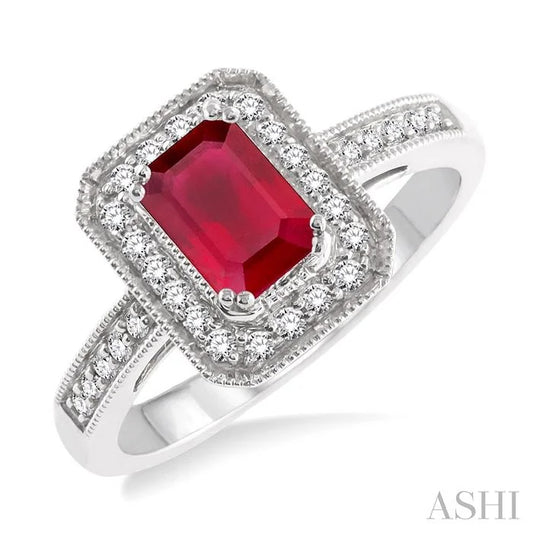 Emerald Shape Gemstone & Halo Diamond Ring