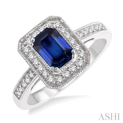 Emerald Shape Gemstone & Halo Diamond Ring