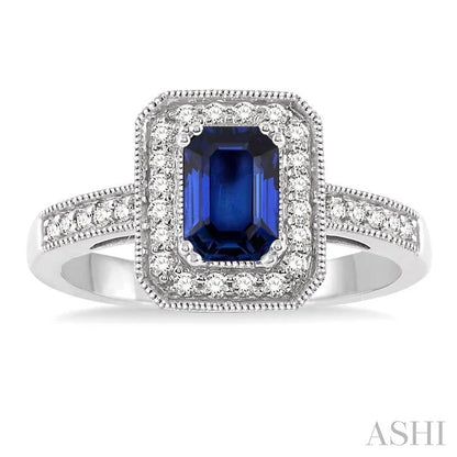 Emerald Shape Gemstone & Halo Diamond Ring