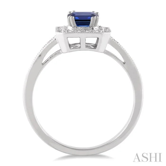Emerald Shape Gemstone & Halo Diamond Ring