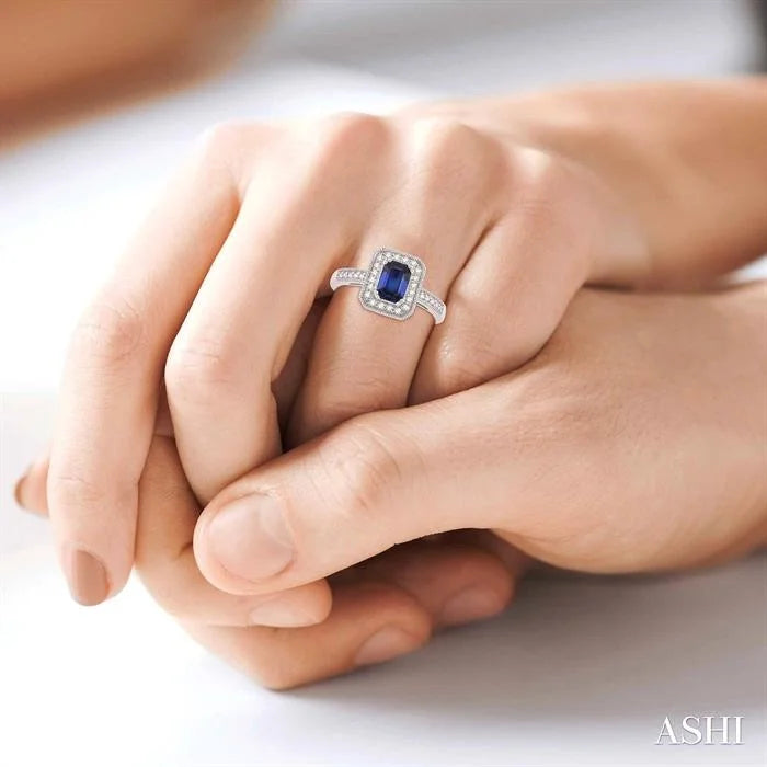 Emerald Shape Gemstone & Halo Diamond Ring