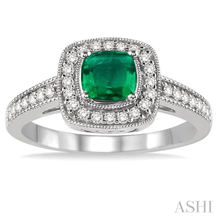 Cushion Shape Gemstone & Halo Diamond Ring