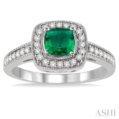 Cushion Shape Gemstone & Halo Diamond Ring