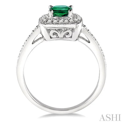Cushion Shape Gemstone & Halo Diamond Ring