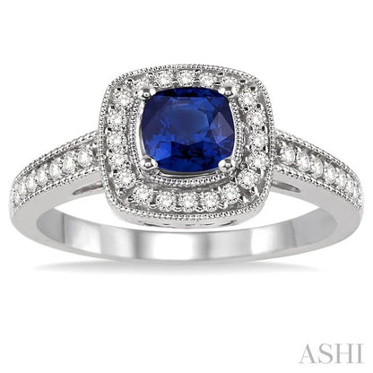 Cushion Shape Gemstone & Halo Diamond Ring