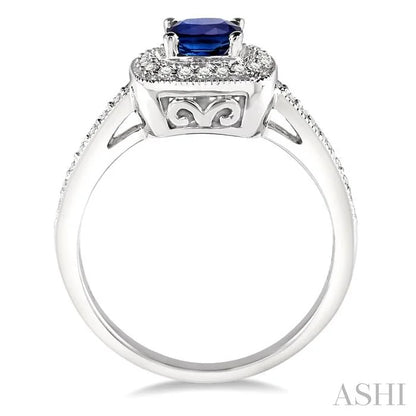 Cushion Shape Gemstone & Halo Diamond Ring
