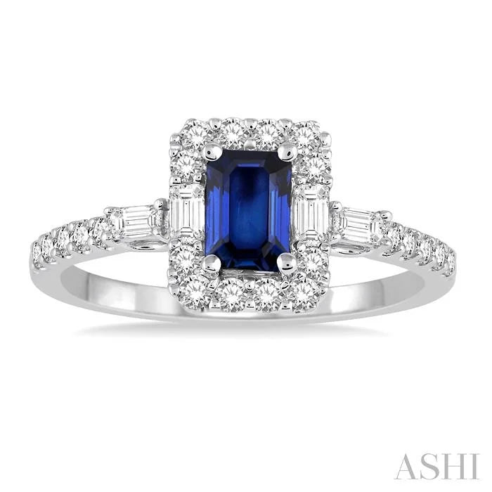 Emerald Shape Gemstone & Halo Diamond Ring