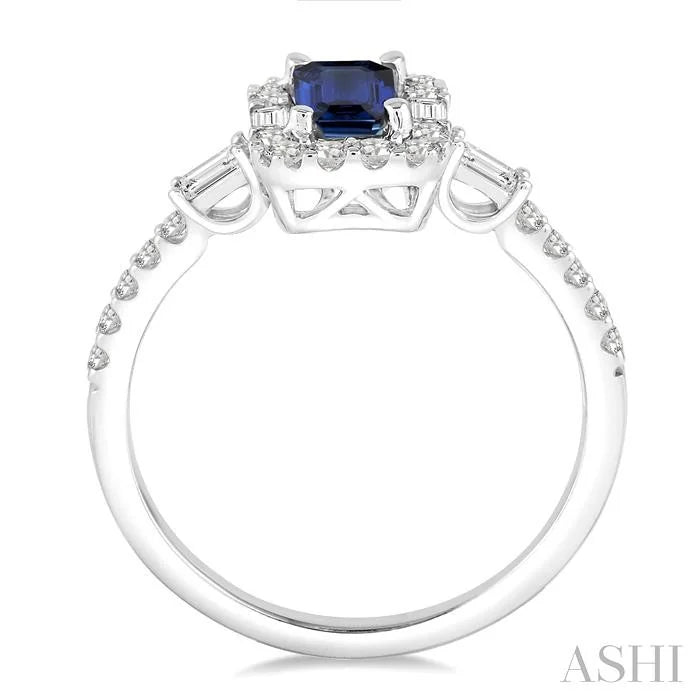 Emerald Shape Gemstone & Halo Diamond Ring
