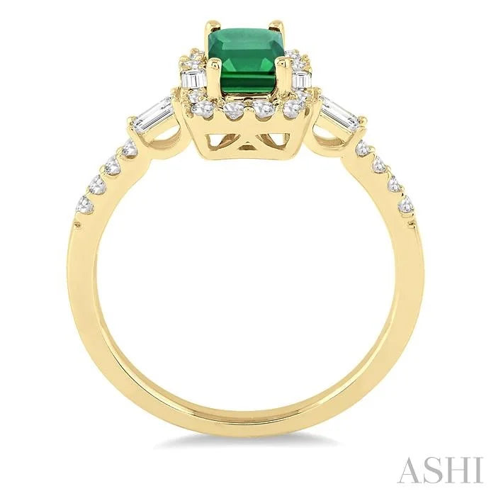 Emerald Shape Gemstone & Halo Diamond Ring