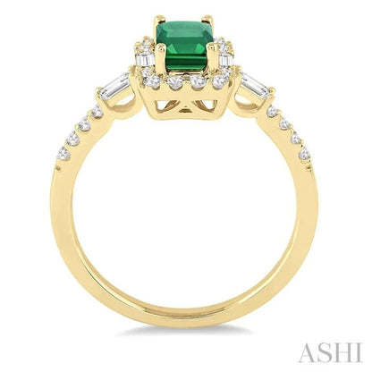 Emerald Shape Gemstone & Halo Diamond Ring