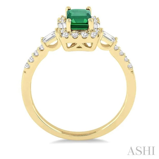 Emerald Shape Gemstone & Halo Diamond Ring