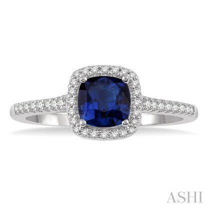 Cushion Shape Gemstone & Halo Diamond Ring