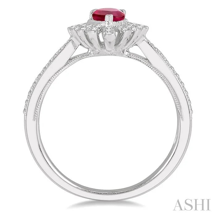 Pear Shape Gemstone & Diamond Ring