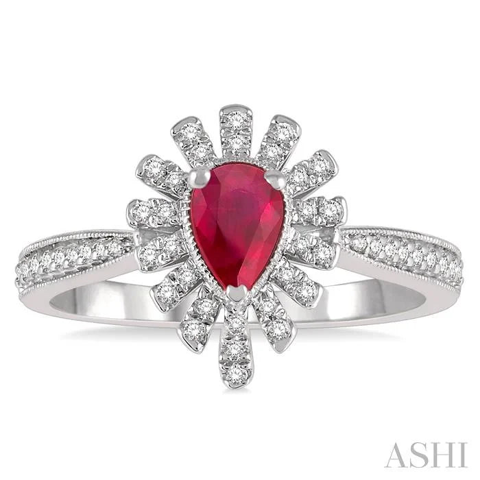 Pear Shape Gemstone & Diamond Ring