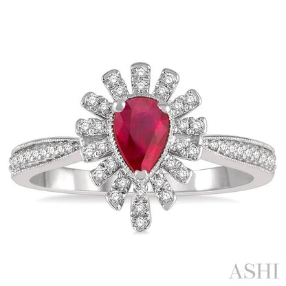 Pear Shape Gemstone & Diamond Ring