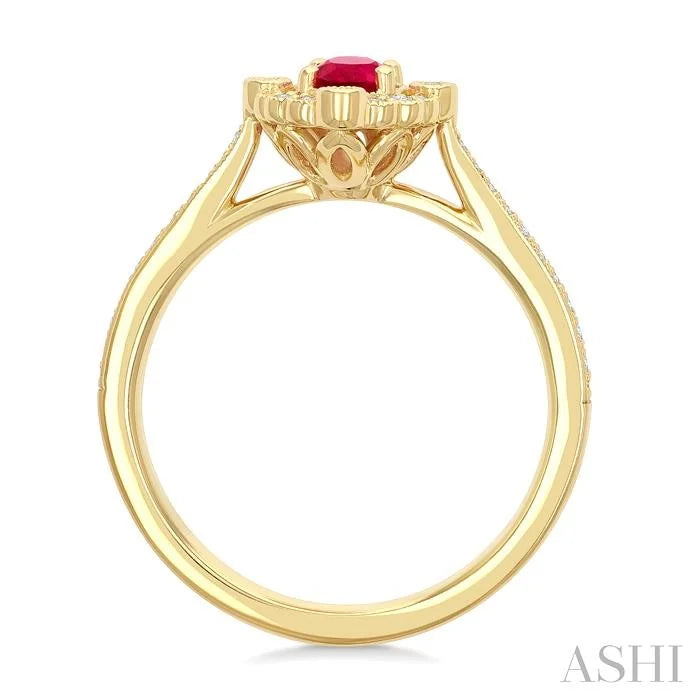 Oval Shape Art Deco Gemstone & Halo Diamond Ring
