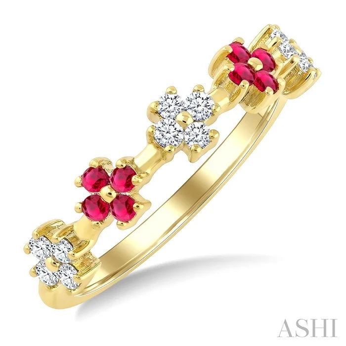 Floral Gemstone & Diamond Fashion Ring