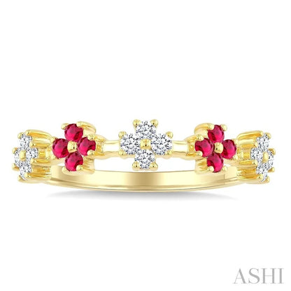 Floral Gemstone & Diamond Fashion Ring