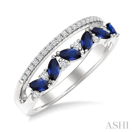 Marquise Shape Gemstone & Diamond Fashion Band