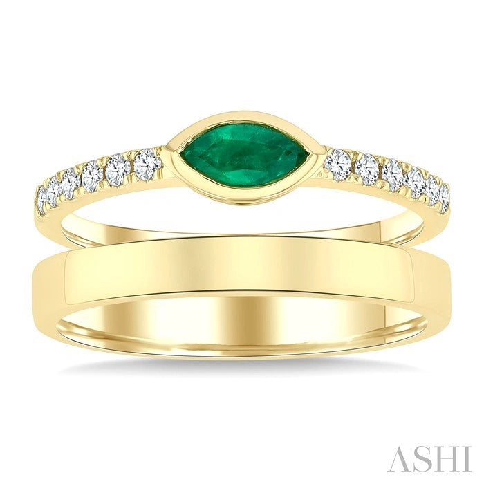 Marquise Shape East-West Gemstone & Diamond Ring