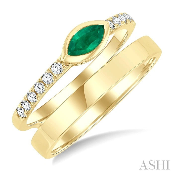 Marquise Shape East-West Gemstone & Diamond Ring