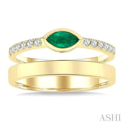 Marquise Shape East-West Gemstone & Diamond Ring