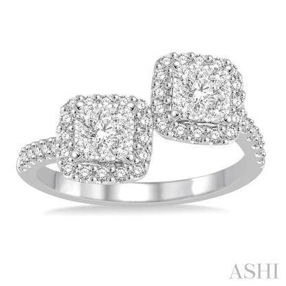 2 Stone Halo Lovebright Diamond Fashion Ring