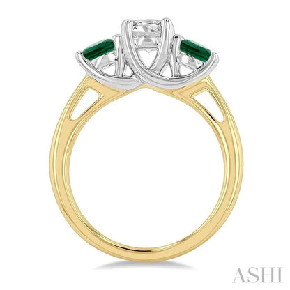 Round Shape Past Present & Future Gemstone & Diamond Ring