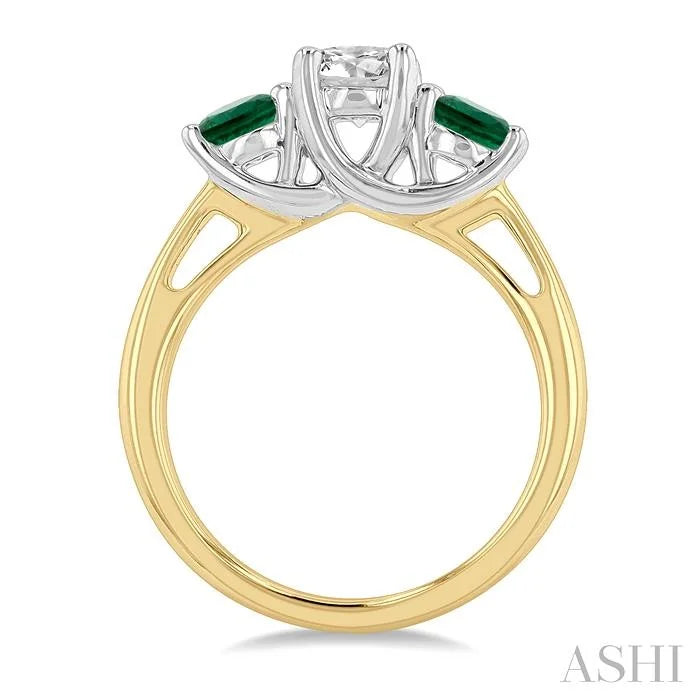 Round Shape Past Present & Future Gemstone & Diamond Ring