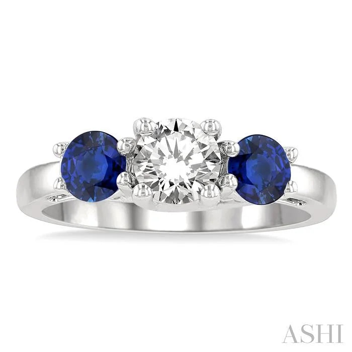 Round Shape Past Present & Future Gemstone & Diamond Ring