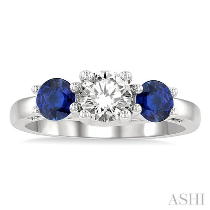 Round Shape Past Present & Future Gemstone & Diamond Ring