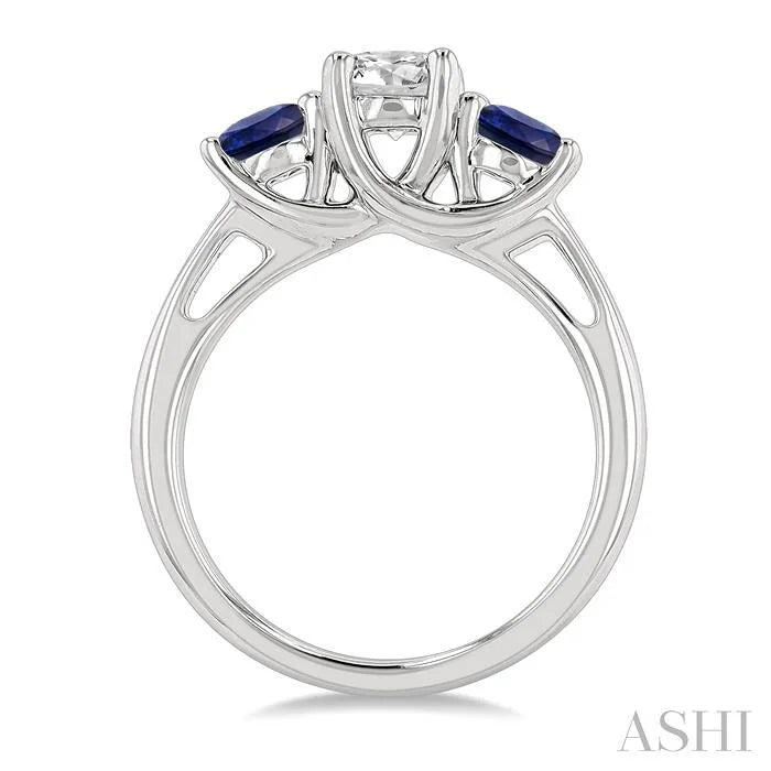Round Shape Past Present & Future Gemstone & Diamond Ring