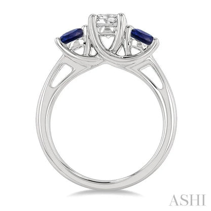 Round Shape Past Present & Future Gemstone & Diamond Ring