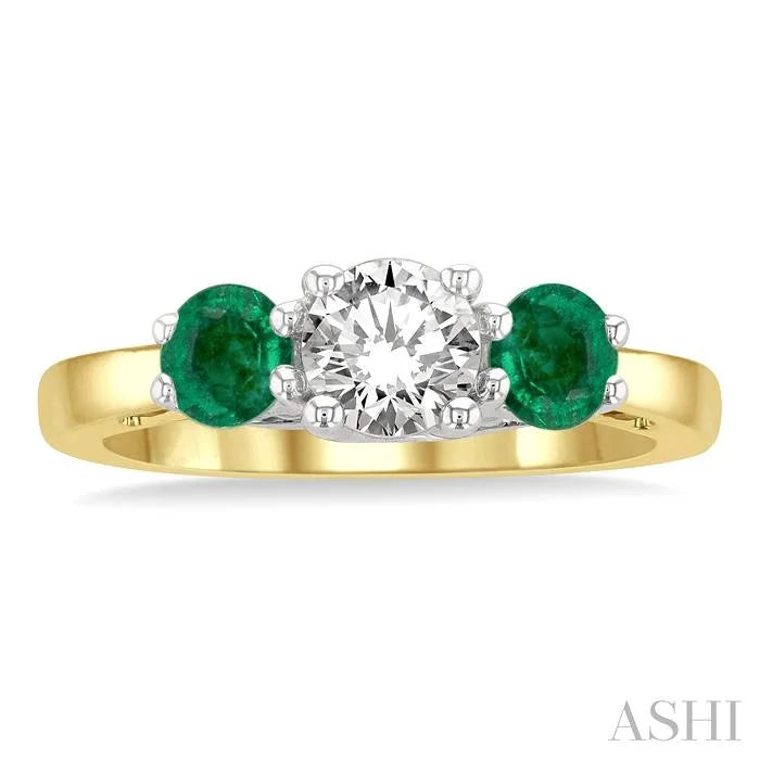 Round Shape Past Present & Future Gemstone & Diamond Ring