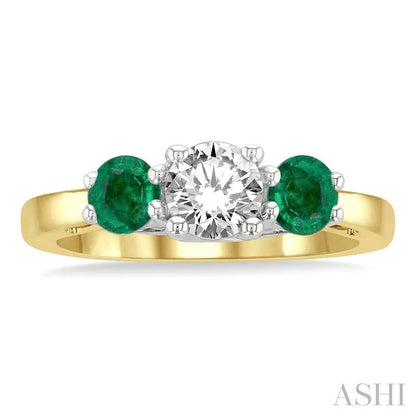 Round Shape Past Present & Future Gemstone & Diamond Ring