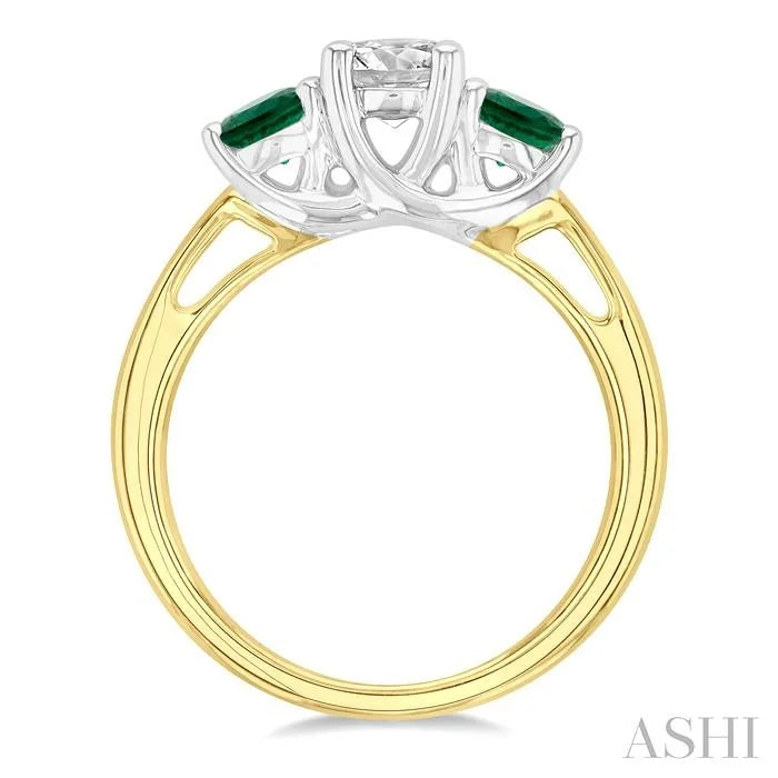 Round Shape Past Present & Future Gemstone & Diamond Ring