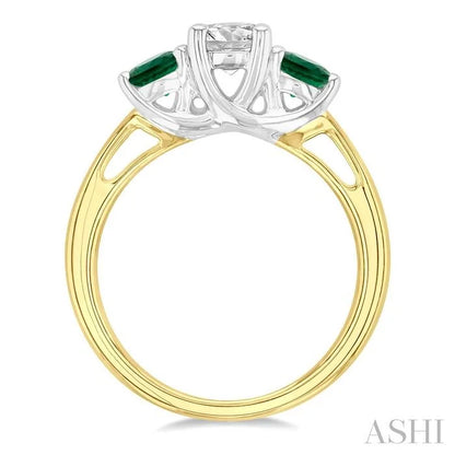 Round Shape Past Present & Future Gemstone & Diamond Ring