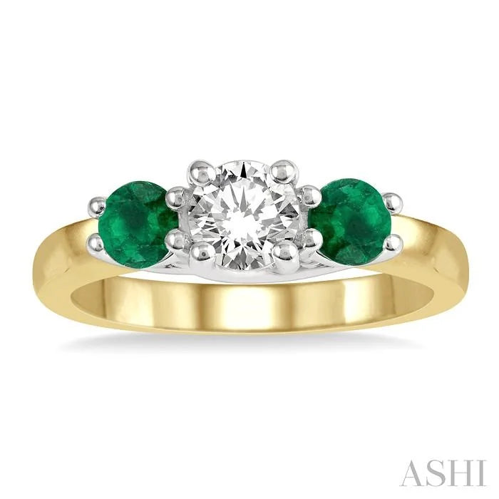 Round Shape Past Present & Future Gemstone & Diamond Ring
