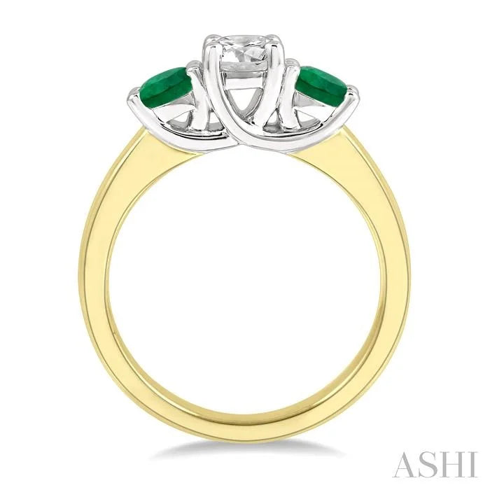 Round Shape Past Present & Future Gemstone & Diamond Ring