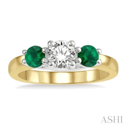 Round Shape Past Present & Future Gemstone & Diamond Ring
