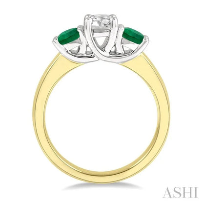 Round Shape Past Present & Future Gemstone & Diamond Ring