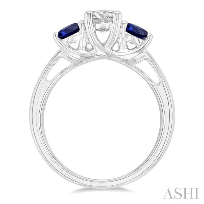 Round Shape Past Present & Future Gemstone & Diamond Ring